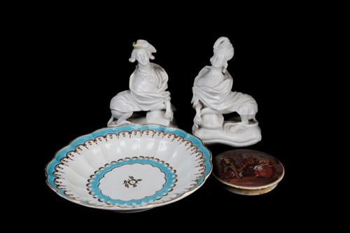 Lot 374 - A pair of probably French porcelain figures of...