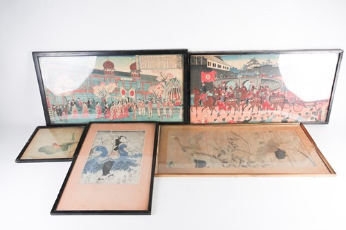 Lot 165 - A Japanese triptych woodblock,print of the...