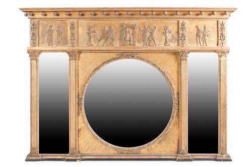 Lot 100 - A Regency style gilt framed overmantel mirror,...
