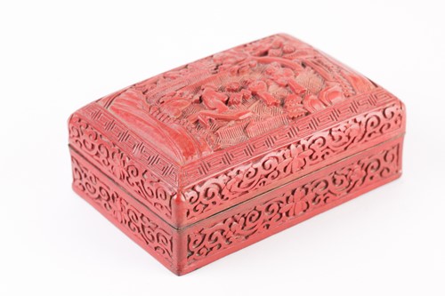 Lot 268 - An early 20th Chinese red lacquer box with...