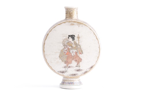 Lot 175 - A Japanese Meiji period Satsuma pottery moon...