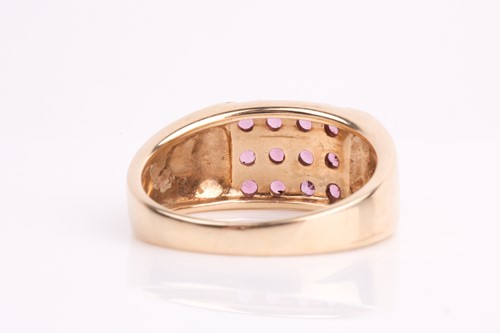Lot 111 - A rectangular pink tourmaline cluster ring, in...