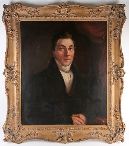 Lot 35 - 19th century school, a half-length portrait of...