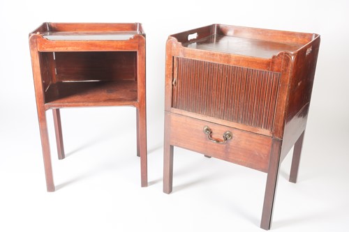 Lot 124 - A Geo III mahogany tray topped, tambour...