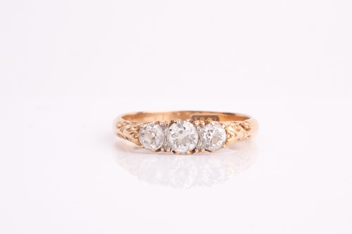 Lot 92 - A late Victorian three stone diamond half hoop...