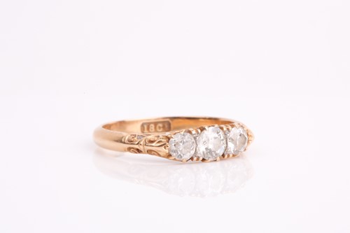 Lot 92 - A late Victorian three stone diamond half hoop...