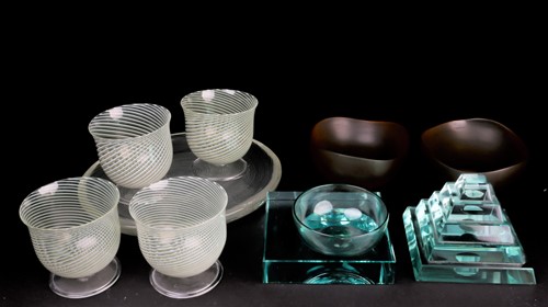 Lot 406 - Two Venini amber glass bowls, 14.5 cm wide,...