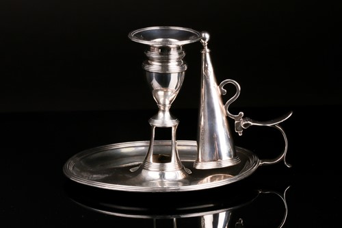 Lot 518 - A George III silver chamber stick, London 1805...