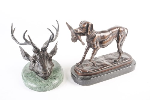 Lot 322 - A bronze desk weight modelled as the head of a...