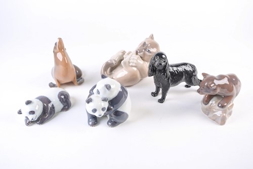 Lot 394 - Five Royal Copenhagen models of animals, the...