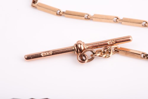 Lot 83 - A 9ct yellow gold watch chain, with...