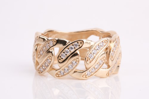 Lot 113 - A yellow metal and CZ ring, the mount of a...