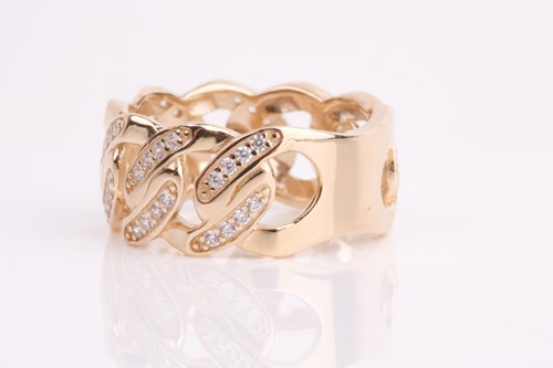 Lot 113 - A yellow metal and CZ ring, the mount of a...