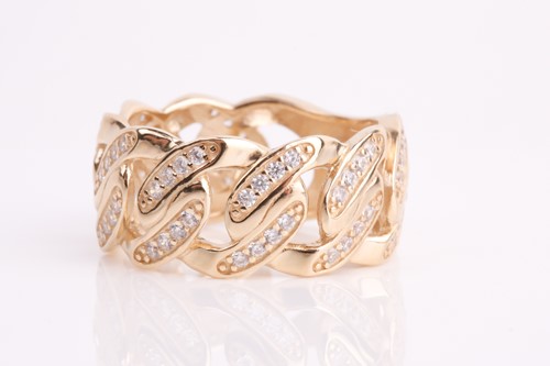Lot 113 - A yellow metal and CZ ring, the mount of a...