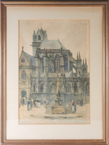 Lot 73 - Jules Lessore (1849-1892), figures before a...