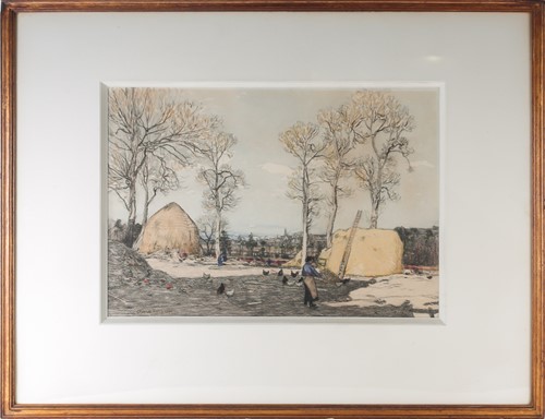 Lot 62 - George Houston (1869-1947), a farm landscape,...