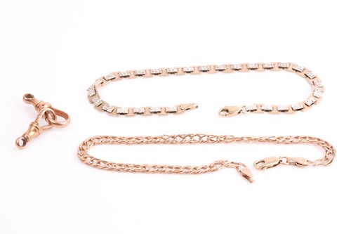 Lot 282 - A yellwo metal twisted-link bracelet, together...