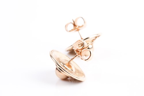 Lot 117 - A pair of 9ct yellow gold earrings, of round...