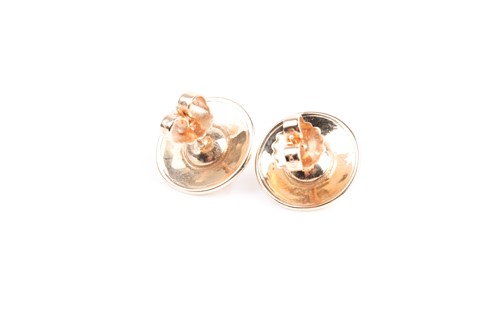 Lot 117 - A pair of 9ct yellow gold earrings, of round...