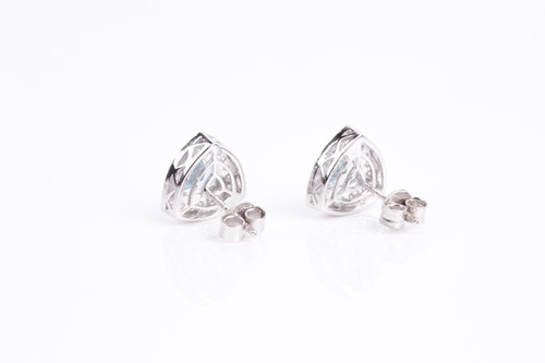 Lot 66 - A pair of 18ct white gold, diamond, and...