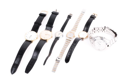 Lot 493 - A group of six assorted watches, including a...
