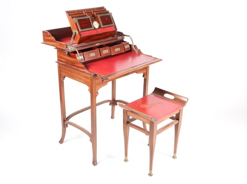 Lot 252 - An Edwardian mahogany folding campaign desk...