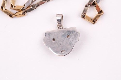 Lot 98 - A white and yellow metal shaped-link necklace,...