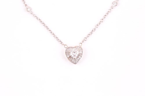 Lot 225 - An 18ct white gold and diamond necklace, the...