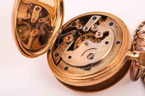 Lot 118 - A yellow metal cased pocket watch, with enamel...