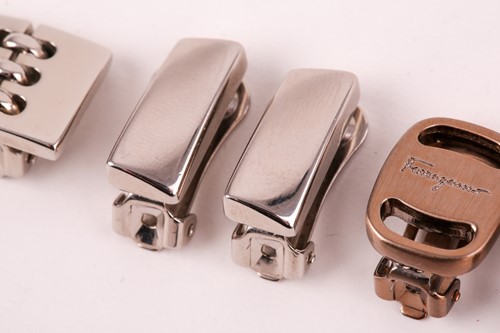 Lot 129 - A pair of Salvatore Ferragamo metal earrings,...