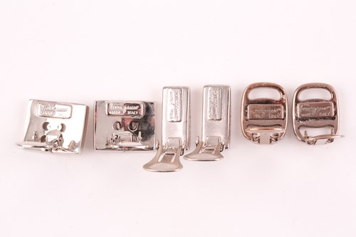 Lot 129 - A pair of Salvatore Ferragamo metal earrings,...