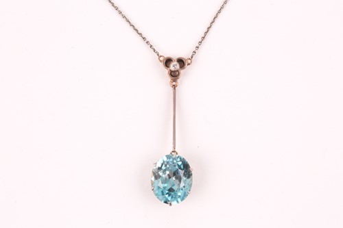 Lot 75 - An early 20th century blue zircon drop pendant...