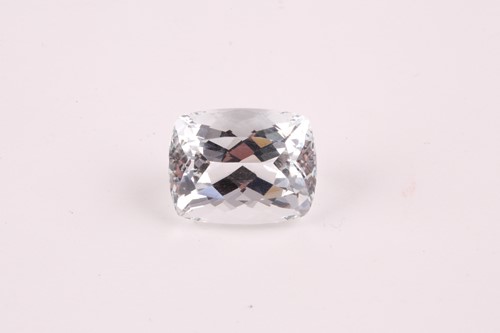 Lot 53 - A loose rectangular cushion-cut aquamarine, of...