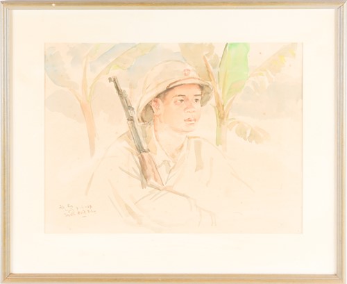 Lot 12 - Vietnam War artist, portrait of a North...