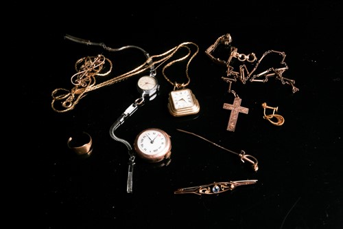 Lot 250A - A group of yellow metal and gilt metal items,...