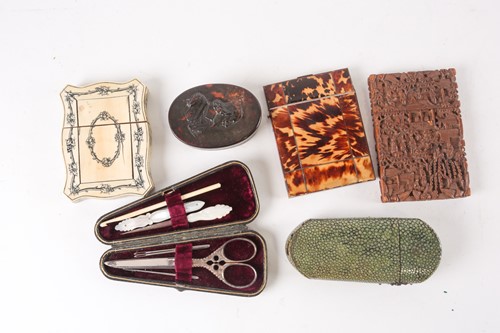 Lot 402 - A 19th century oval pressed tortoiseshell box...