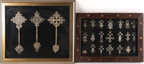 Lot 229 - Three Ethiopian silver coloured metal coptic...
