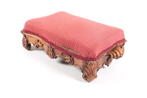 Lot 292 - A Victorian, carved walnut footstool of...