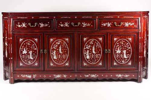 Lot 234 - A contemporary Chinese hardwood sideboard,...