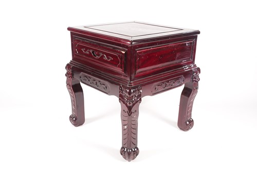 Lot 240 - A contemporary Chinese hardwood side table,...