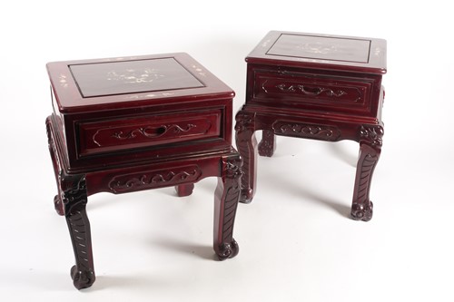 Lot 238 - A pair of contemporary Chinese hardwood and...