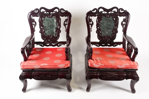 Lot 242 - A pair of contemporary Chinese hardwood...