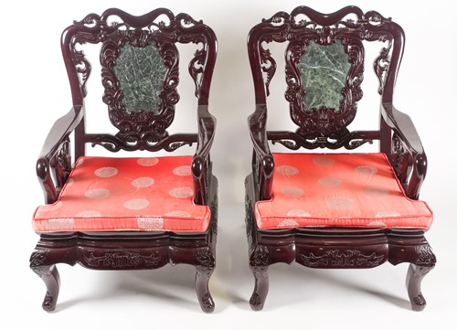 Lot 247 - A pair of contemporary Chinese hardwood...