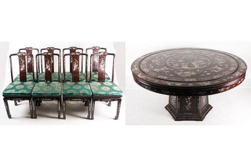 Lot 245 - A contemporary Chinese hardwood and mother of...