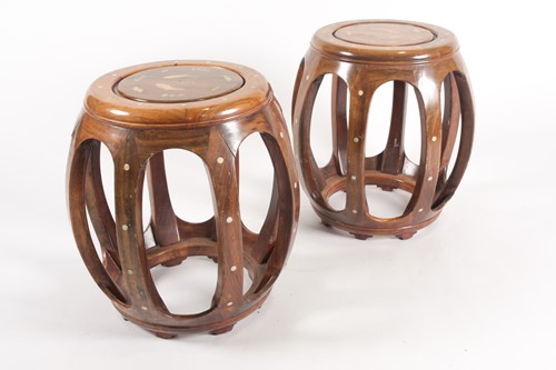 Lot 130 - A pair of 20th century Chinese hardwood and...