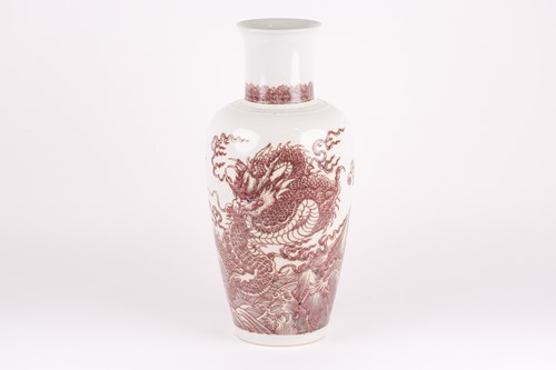 Lot 131 - A Chinese porcelain vase, in the Kangxi style,...
