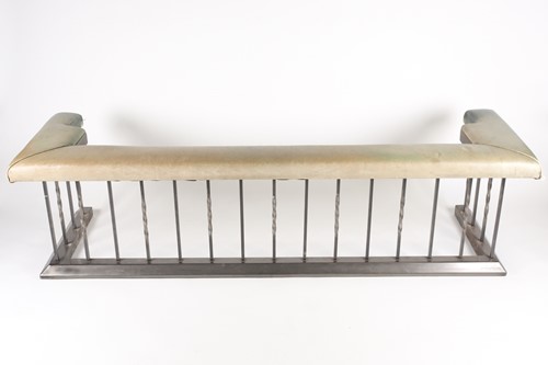 Lot 283 - A well-made wrought iron and green, stuff over...