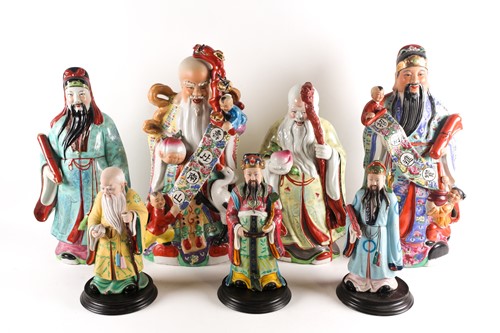 Lot 136 - The Chinese star gods, Fu, Lu & Shou, second...