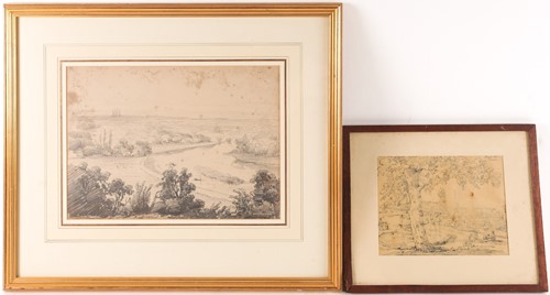 Lot 96 - 18th century school, a pen sketch of a city...