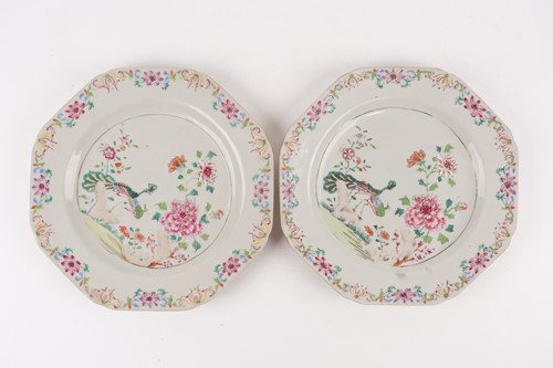 Lot 150 - A pair of Chinese famille rose octagonal...